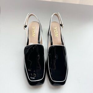 Size 15 YDN Women Closed Square Toe Block Low Heels Slingback